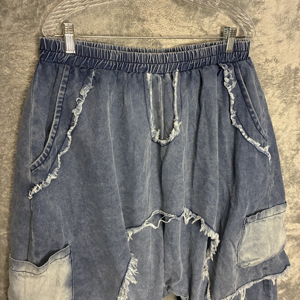 Womens Distressed Drop Crotch Harem Jean 2XL Patchwork Hip Hop Trap Streetwear